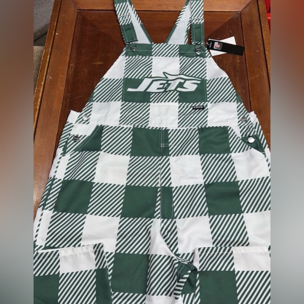 New York Jets Green & White Checkered Cargo Overalls